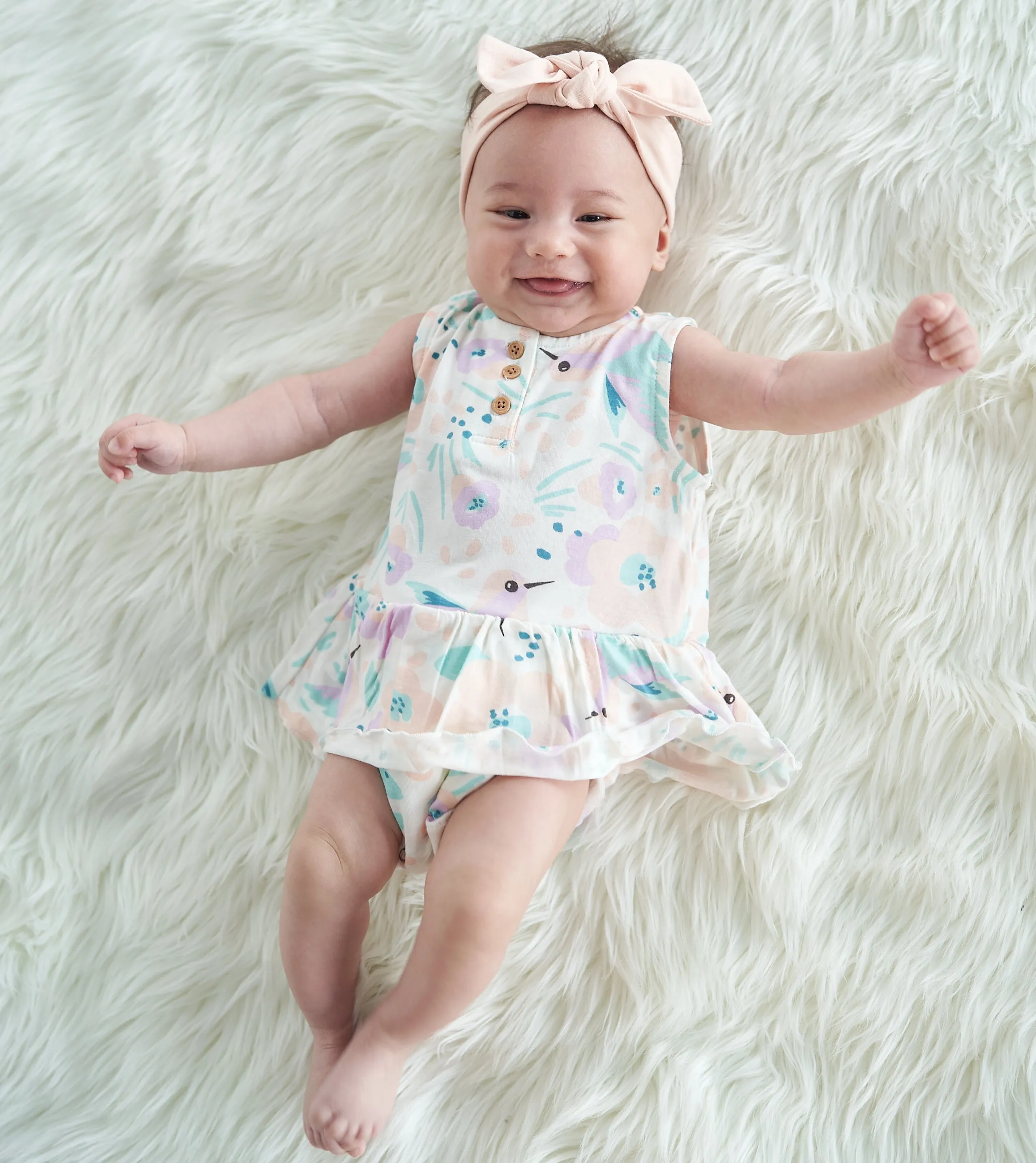 Bamboo Skirt Bodysuit (Hummingbird Garden Print)