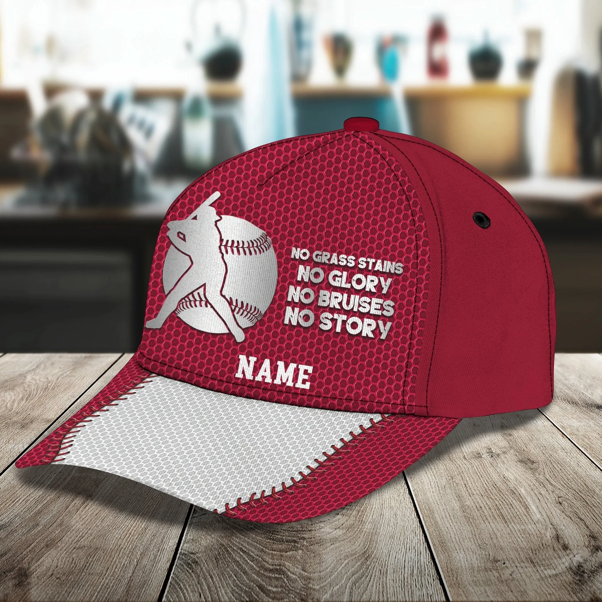 Baseball - No Pain No Gain - Personalized Name Cap - TD96