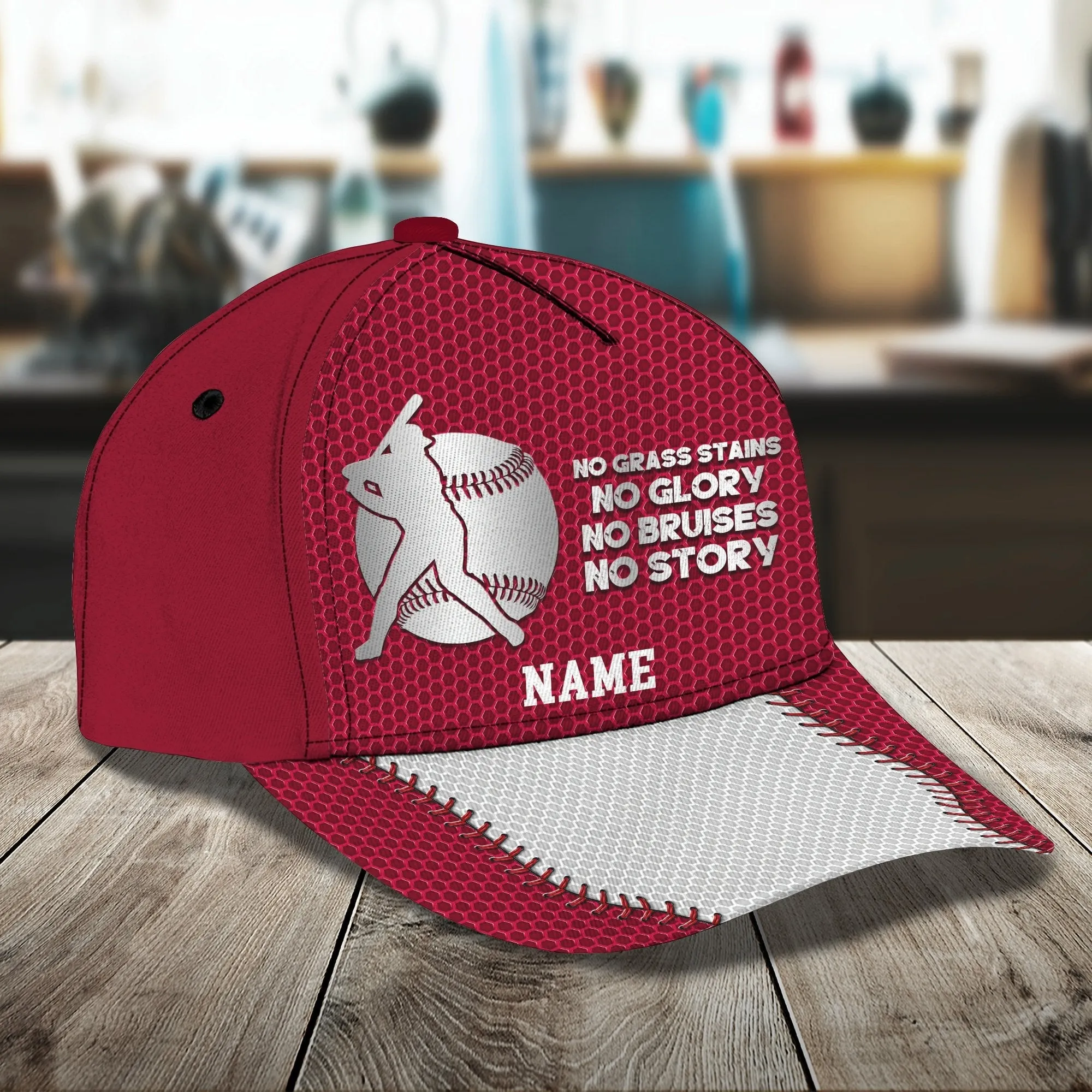 Baseball - No Pain No Gain - Personalized Name Cap - TD96