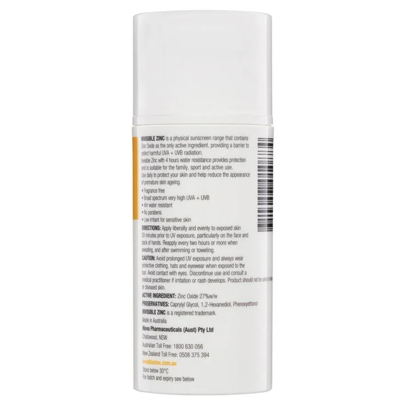 [Expiry: 11/2026] Invisible Zinc Sport Mineral Sunscreen SPF 50  100mL