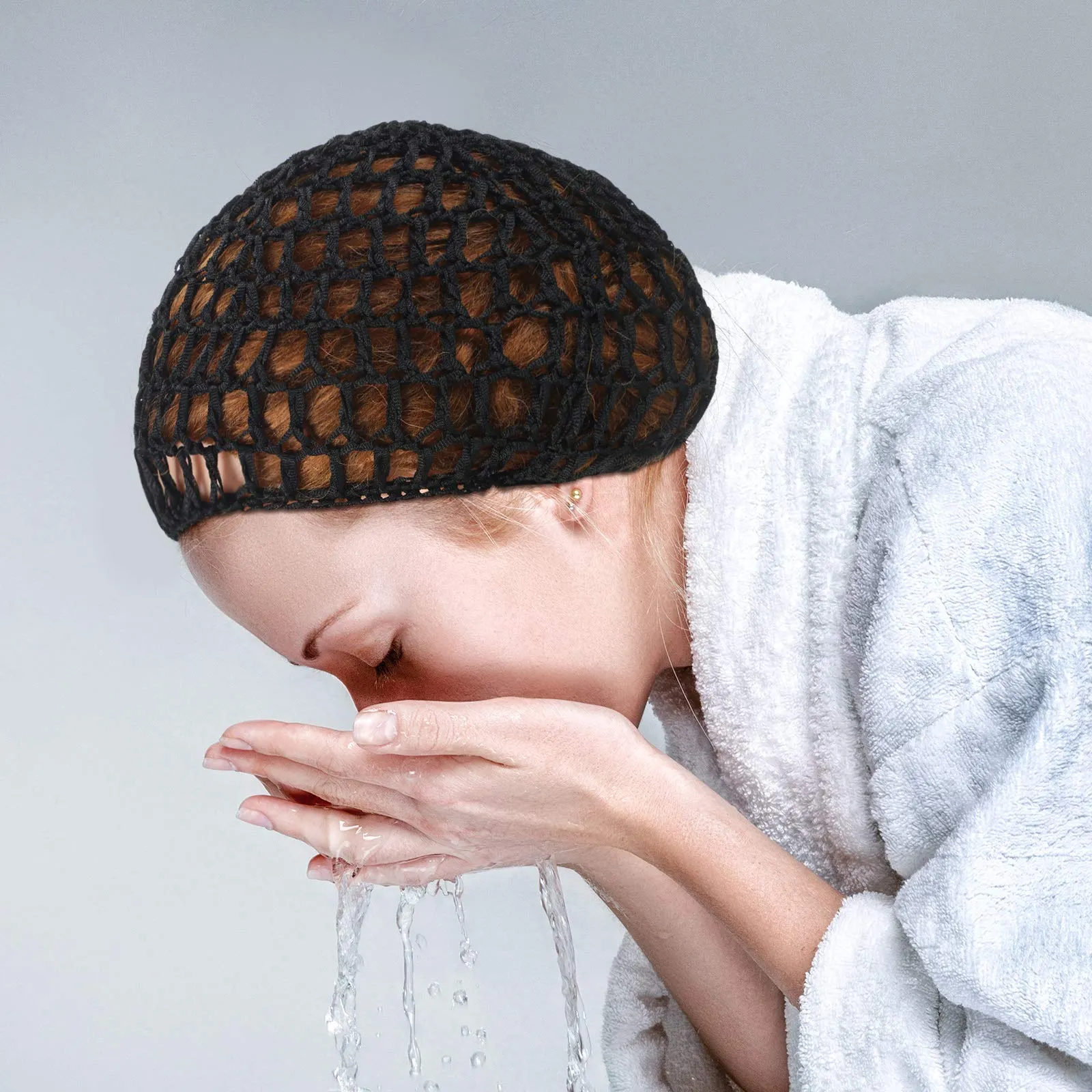 Geyoga 4 Pieces Mesh Crochet Hair Net Rayon Knit Snood Hat Thick Short Women Hairnet Snoods Cover Ornament for Sleeping (Black)