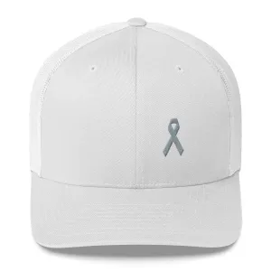 Parkinson's Awareness & Brain Tumor Awareness Snapback Trucker Hat with Grey Ribbon